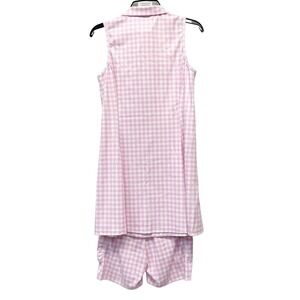 Berry Jane Women's Pink Gingham Quarter Zip Athletic Dress w/ Shorts Set Size M